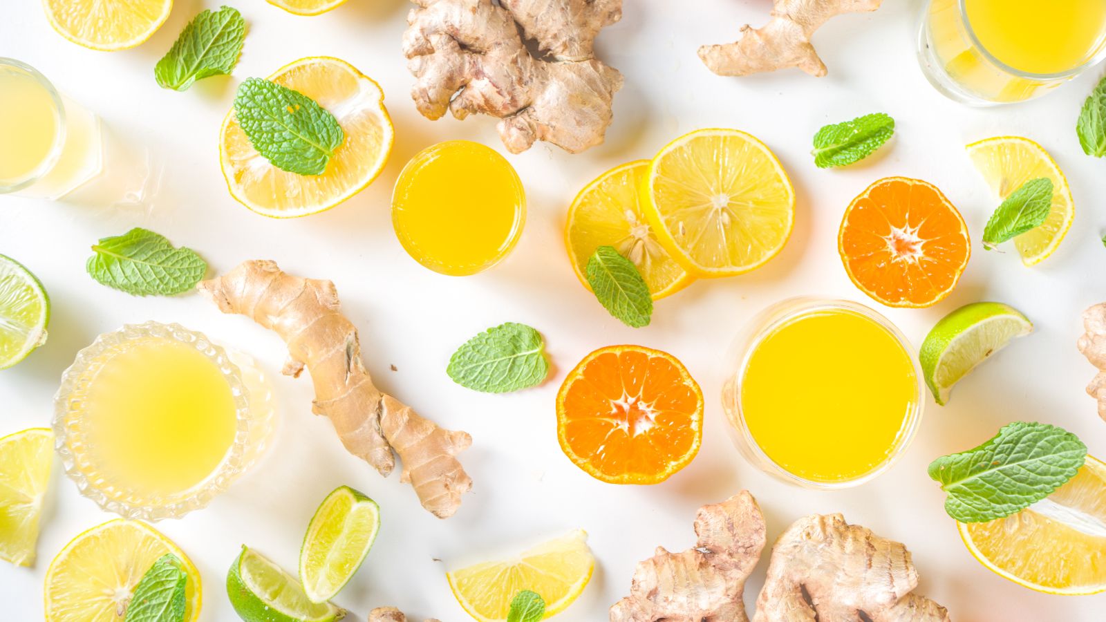 how to have a healthy and happy new year boost your immune system, Image of ginger orange and lemon slices