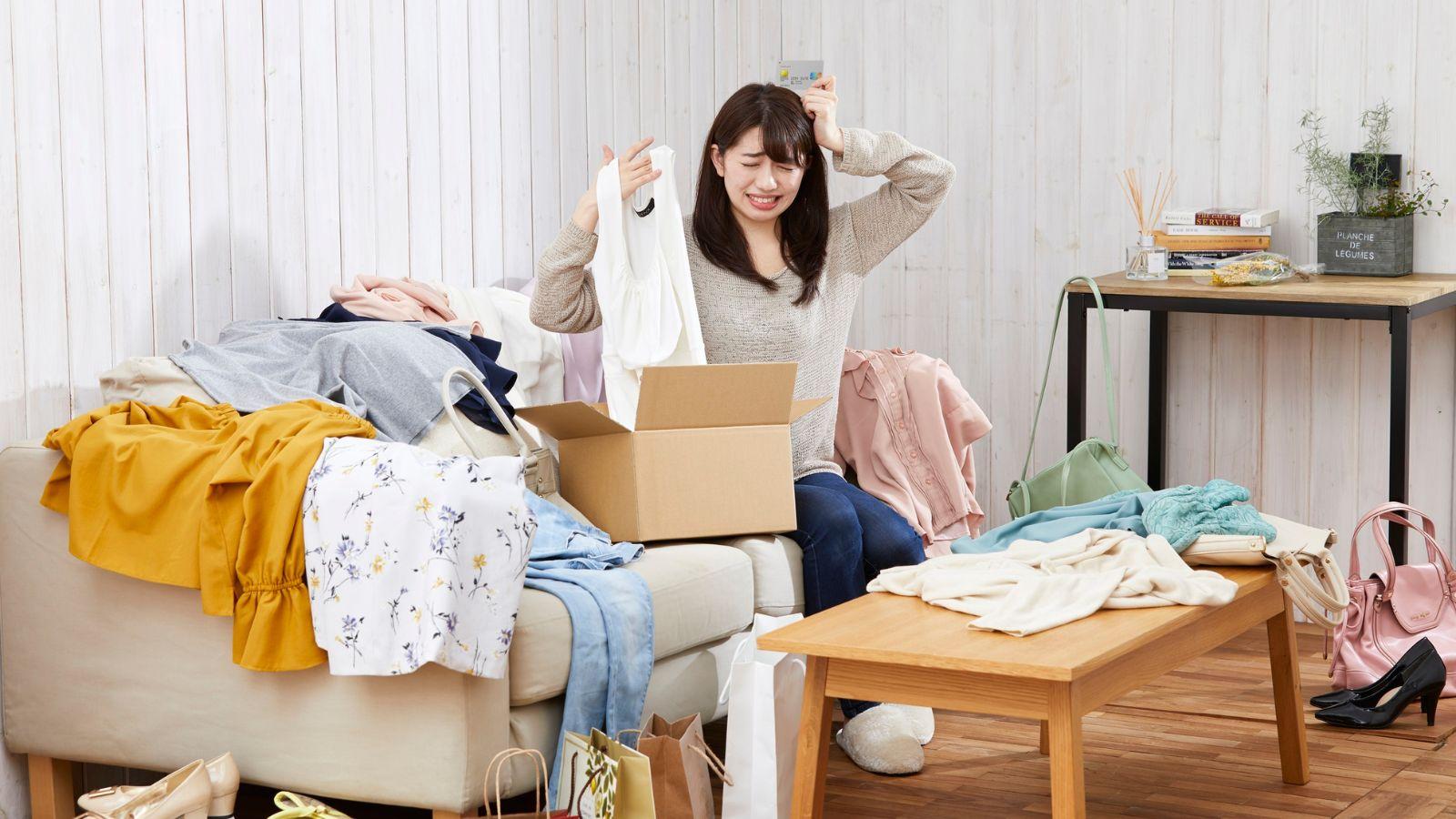 Image of woman surrounded by chaos to illustrate the idea of calm the chaos.