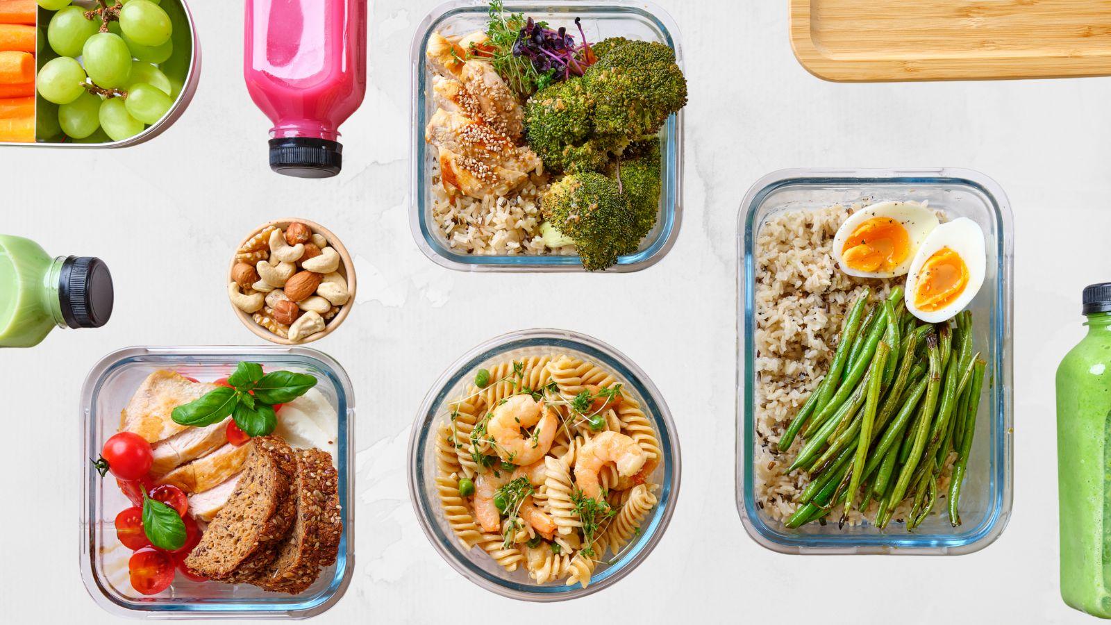 Calm the chaos meal plan image of healthy food meal prepped to illustrate the point of calm to chaos