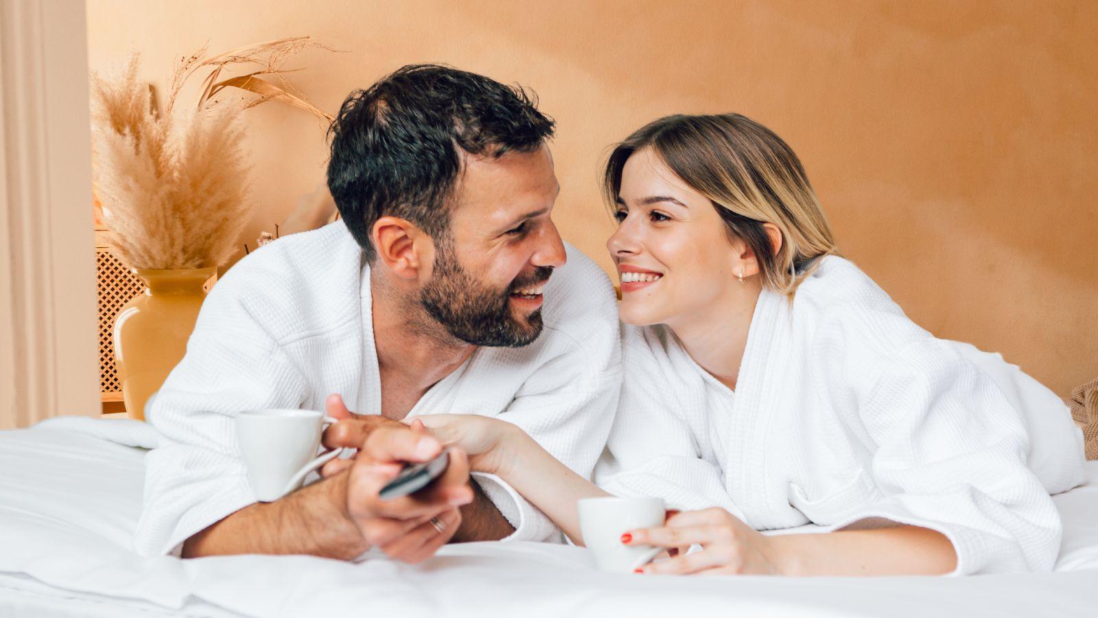 Loss of libido in menopause image of a couple in bed 