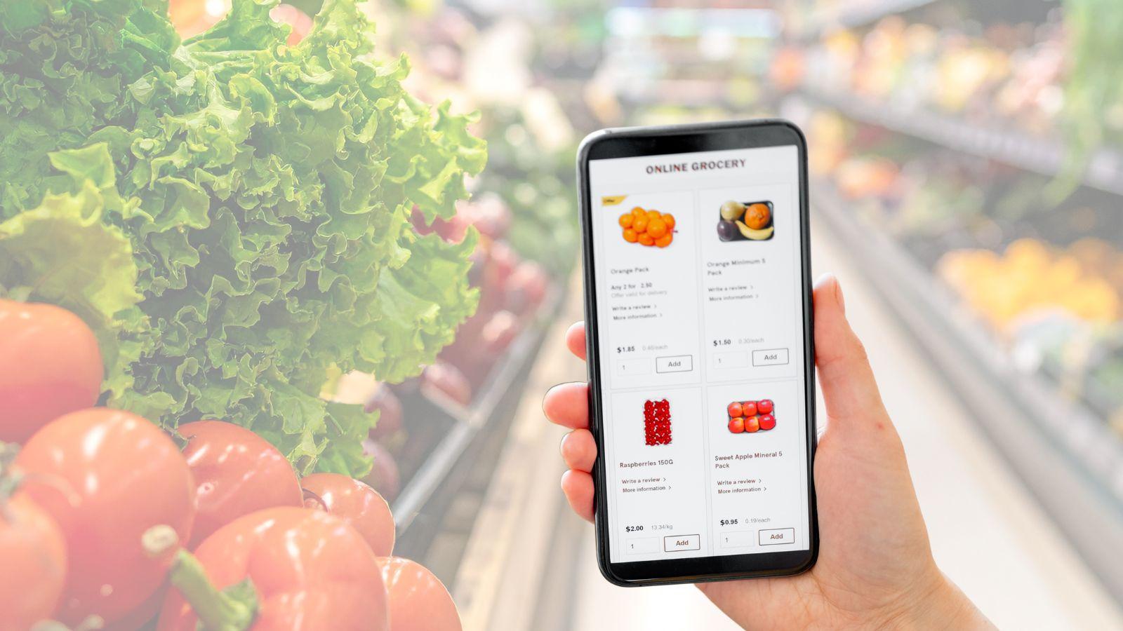 Sunday reset image of online grocery shopping to illustrate sunday reset